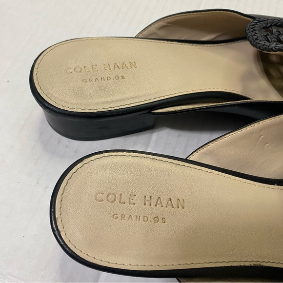 Cole Haan Grand OS Payson Woven Leather Mules Black Slip On Size 8B - Picture 5 of 10